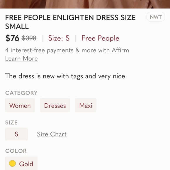 Free People | Enlighten Dress Size Small NWT - Picture 5 of 5
